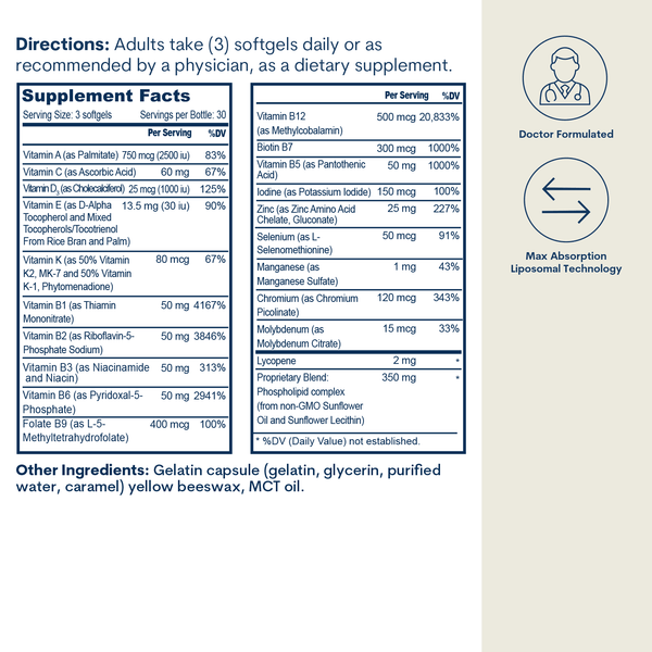Liposomal Active B-Complex Multivitamin with Minerals Softgels