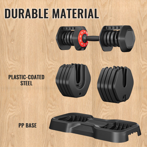 10-in-1 Adjustable Dumbbell Set 55lb Quick Adjustment