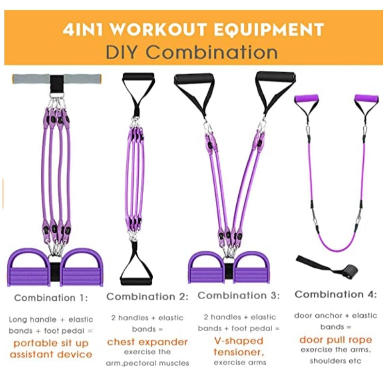 Multifunction Fitness Pedal Exerciser with Elastic Resistance