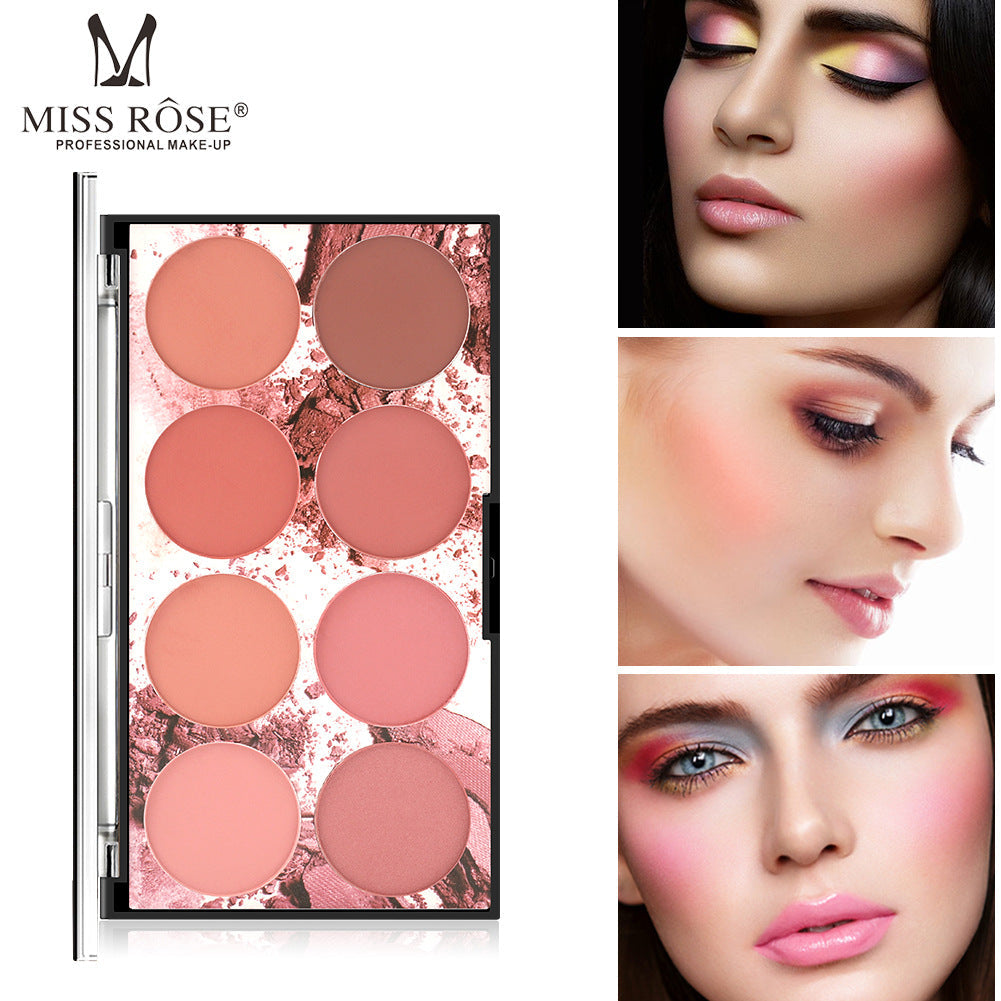 Miss Rose 8-Color Matte Blush Palette Long-Lasting