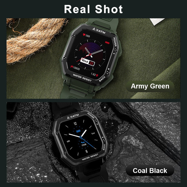 Rugged Smartwatch for Men Waterproof Fitness Tracker
