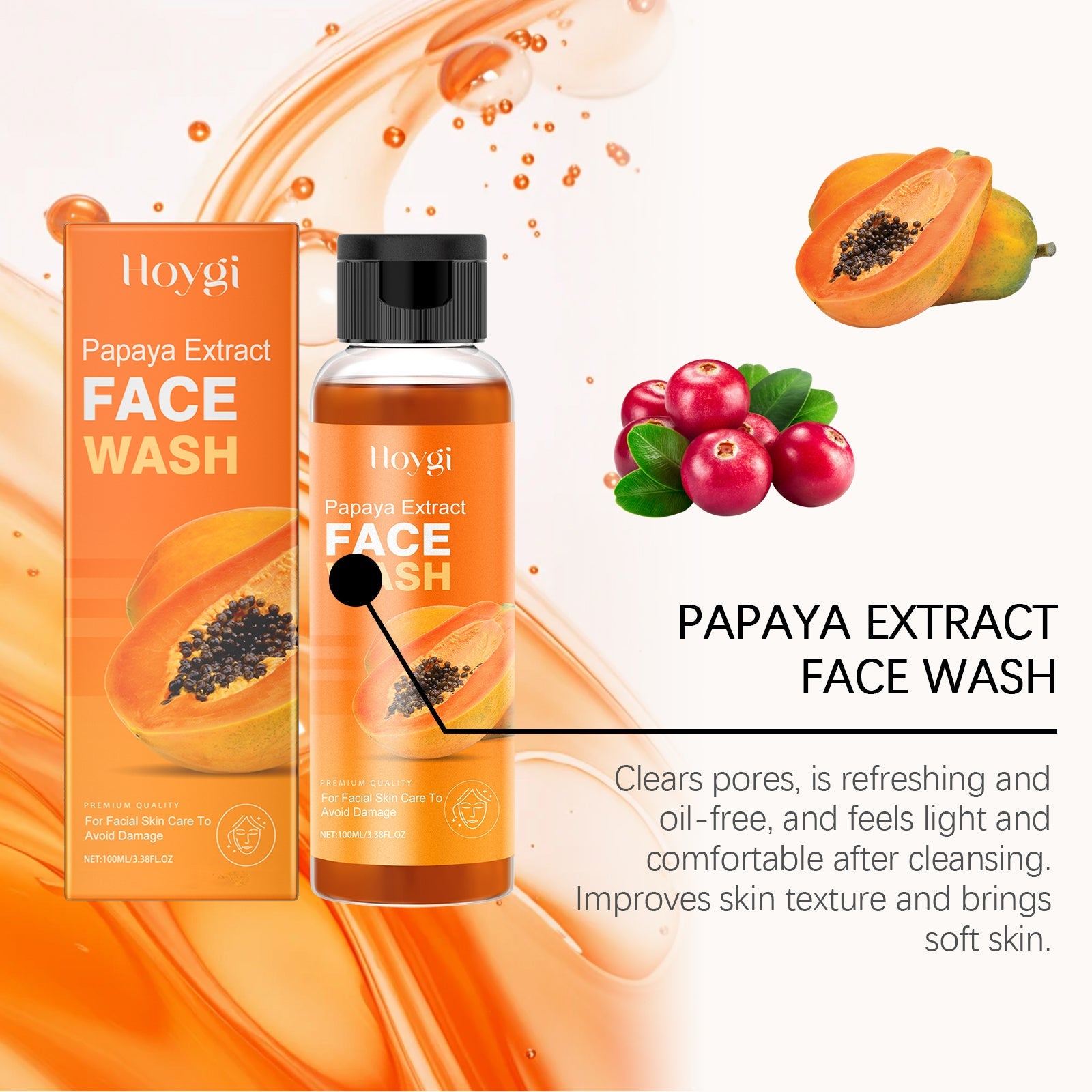 Papaya Face Wash Gentle Hydrating Moisturizing Skin Cleanser