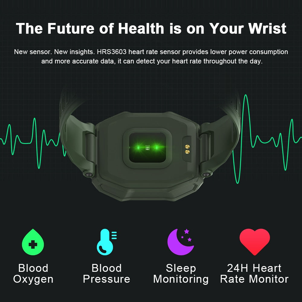 Rugged Smartwatch for Men Waterproof Fitness Tracker