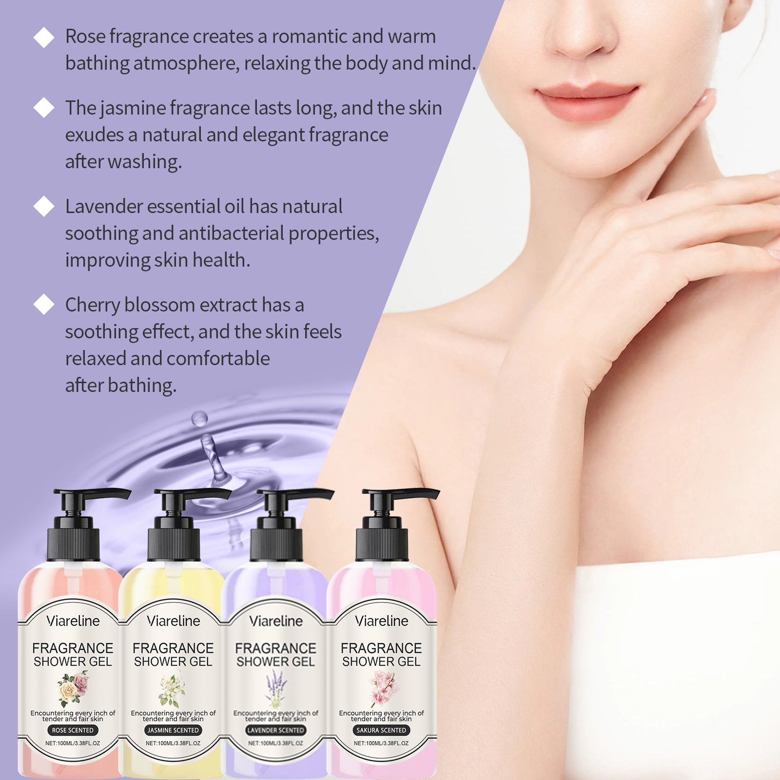 Lavender Fragrant Shower Gel Moisturizing Body Wash Women