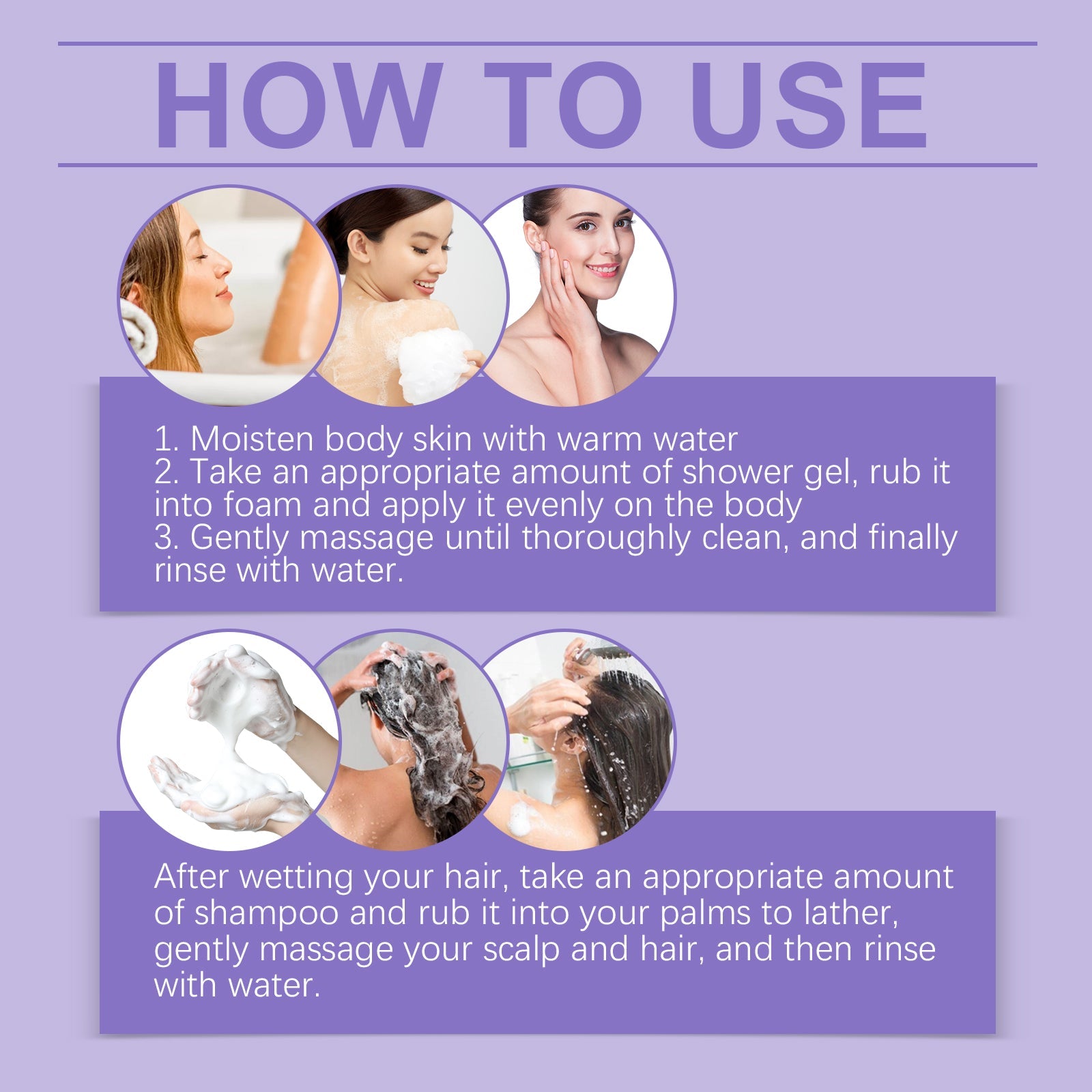 Lavender Shampoo Shower Set for Gentle Cleansing Moisture