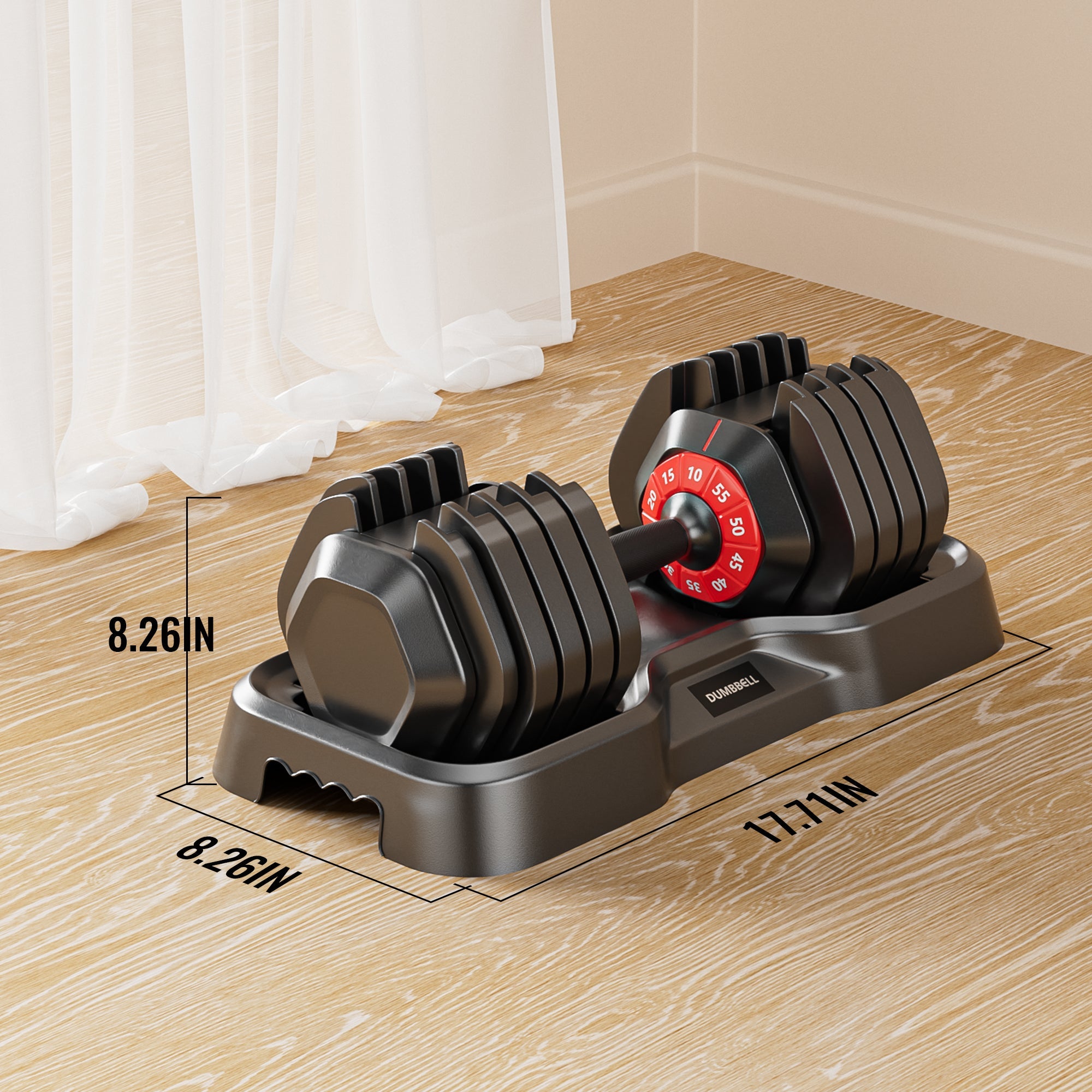 10-in-1 Adjustable Dumbbell Set 55lb Quick Adjustment