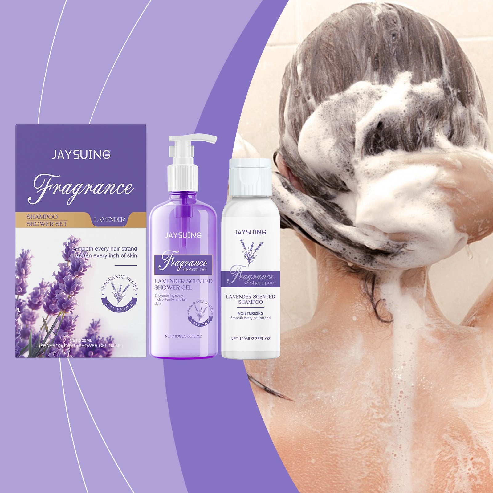 Lavender Shampoo Shower Set for Gentle Cleansing Moisture