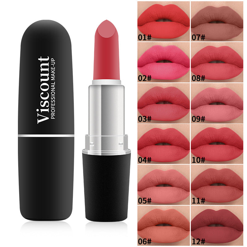 Frosted Matte White Bullet Lipstick 12 Color Shades