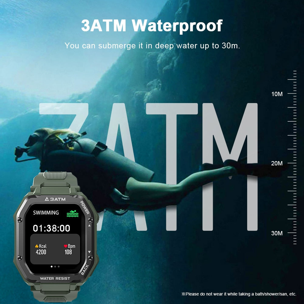 Rugged Smartwatch for Men Waterproof Fitness Tracker