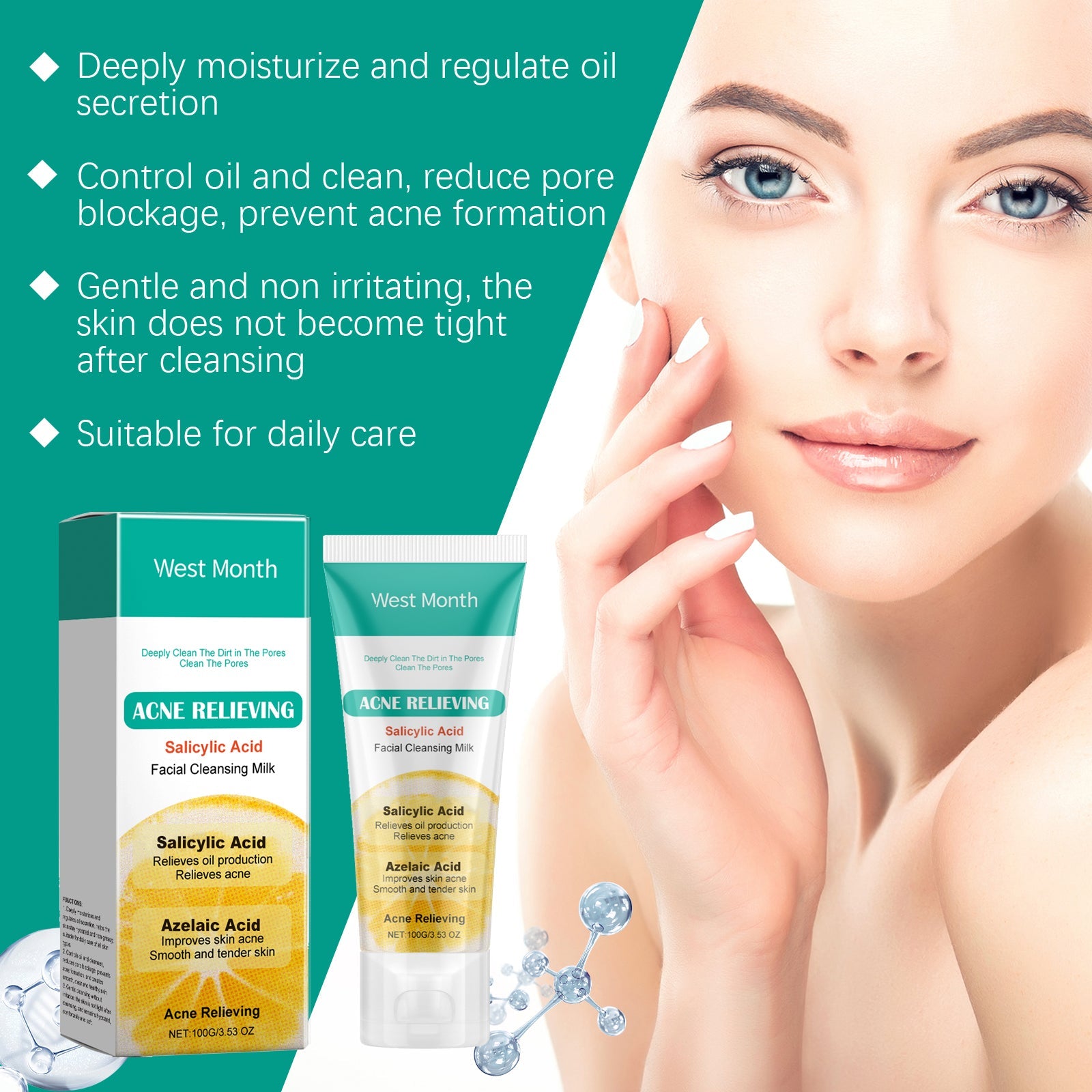 Salicylic Acid Anti Acne Moisturizing Oil Control Cleanser