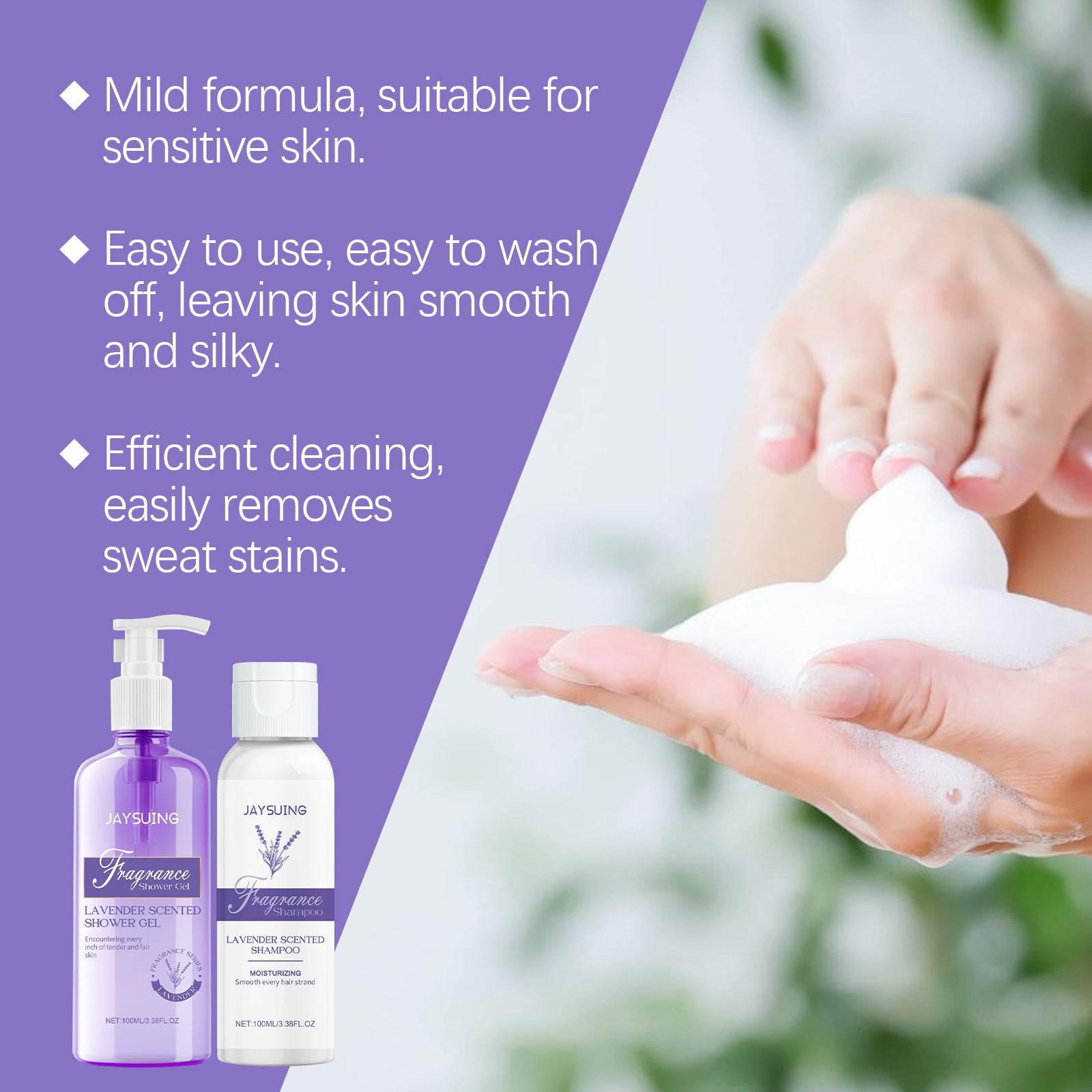 Lavender Shampoo Shower Set for Gentle Cleansing Moisture