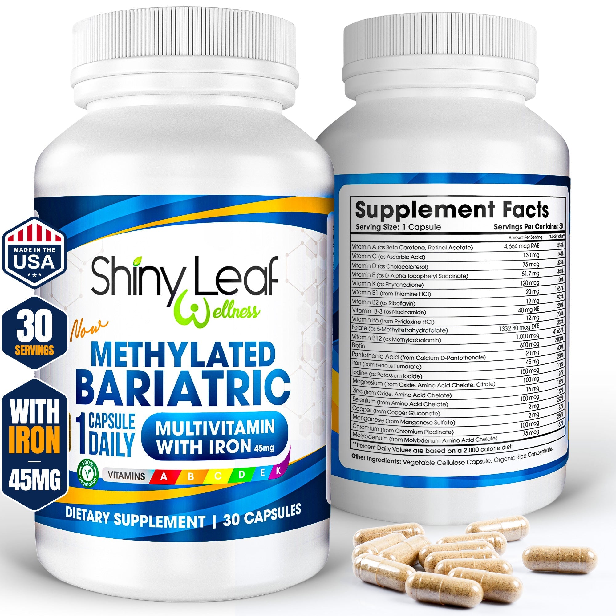 Methylated Bariatric Multivitamin with 45mg Iron Capsule