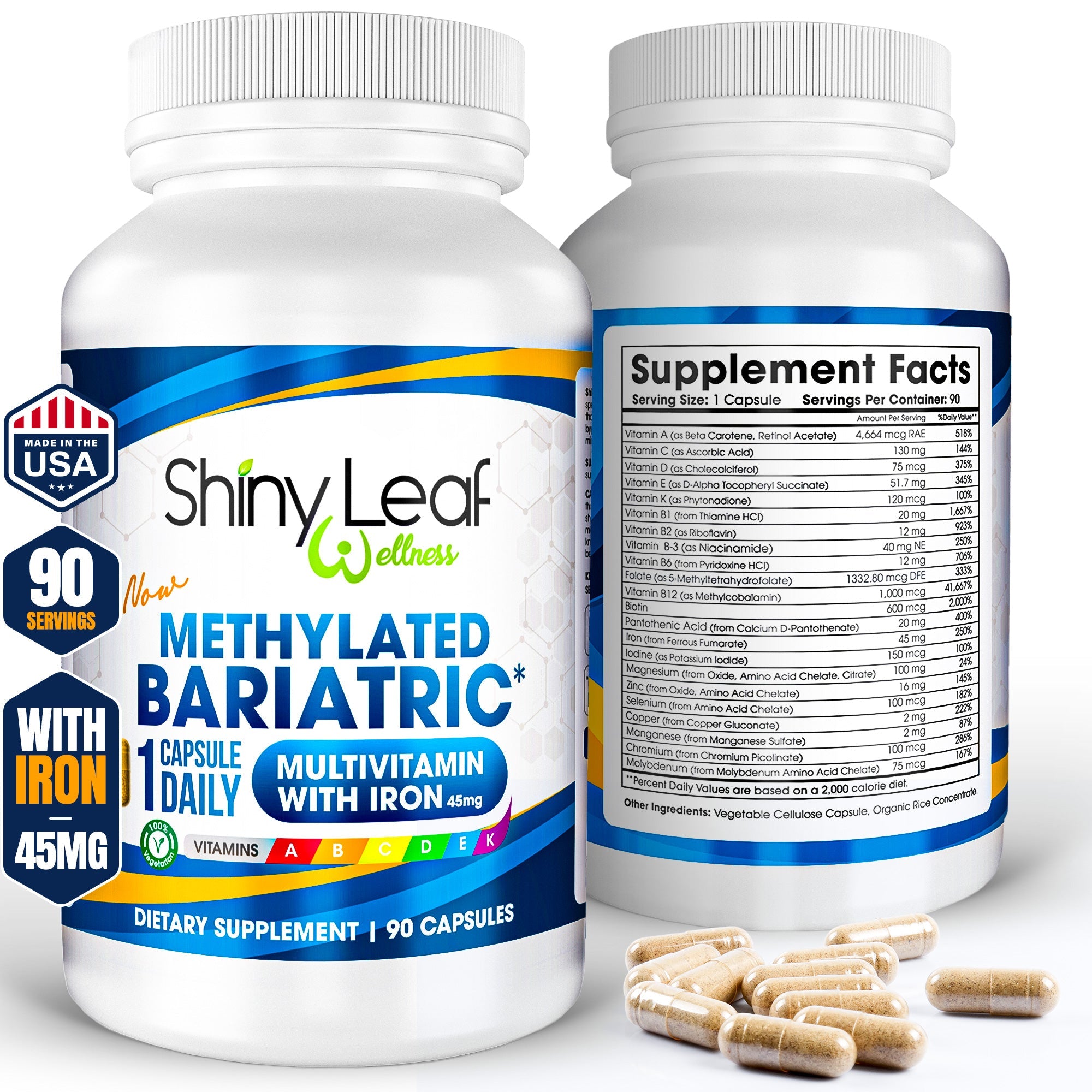 Methylated Bariatric Multivitamin with 45mg Iron Capsule