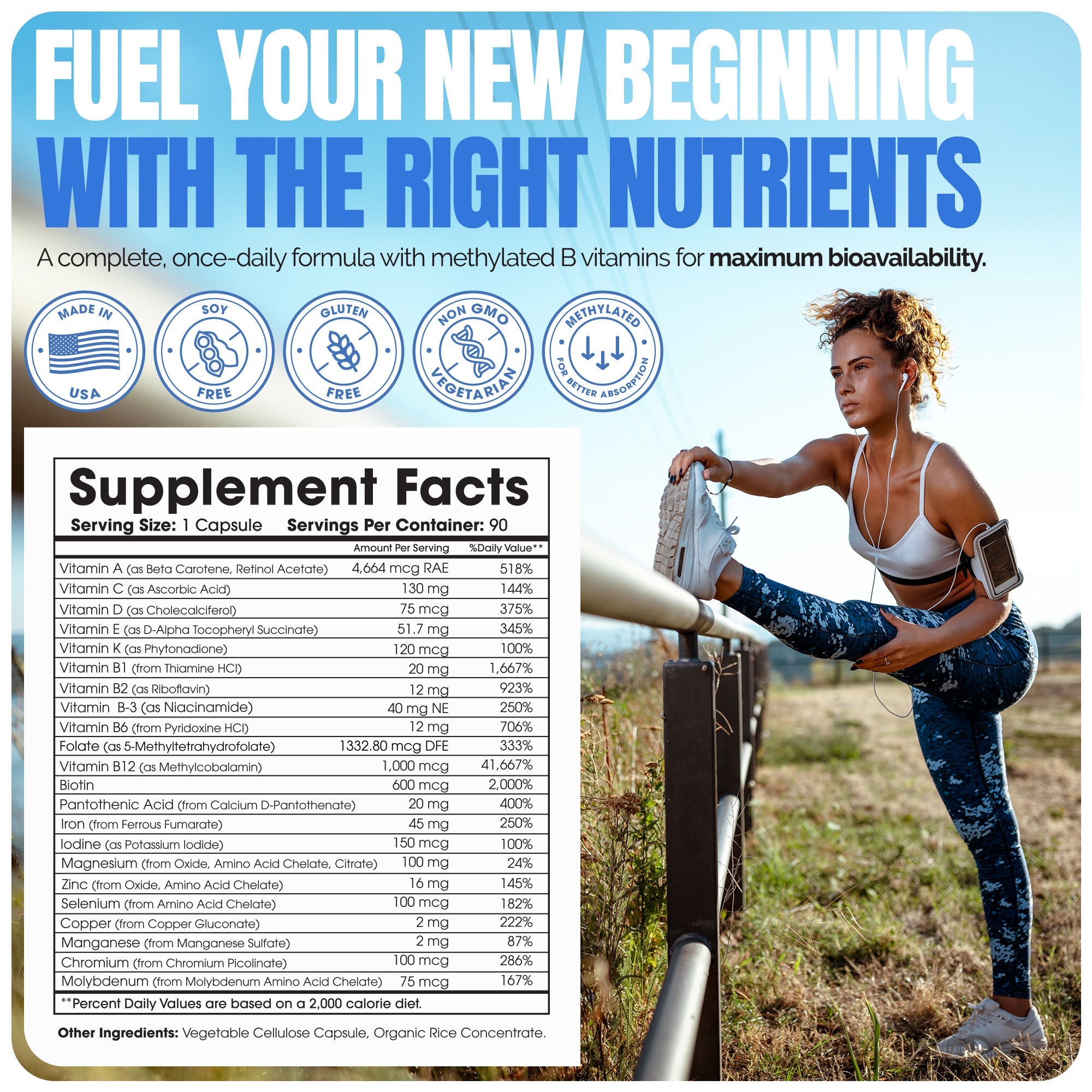 Methylated Bariatric Multivitamin with 45mg Iron Capsule