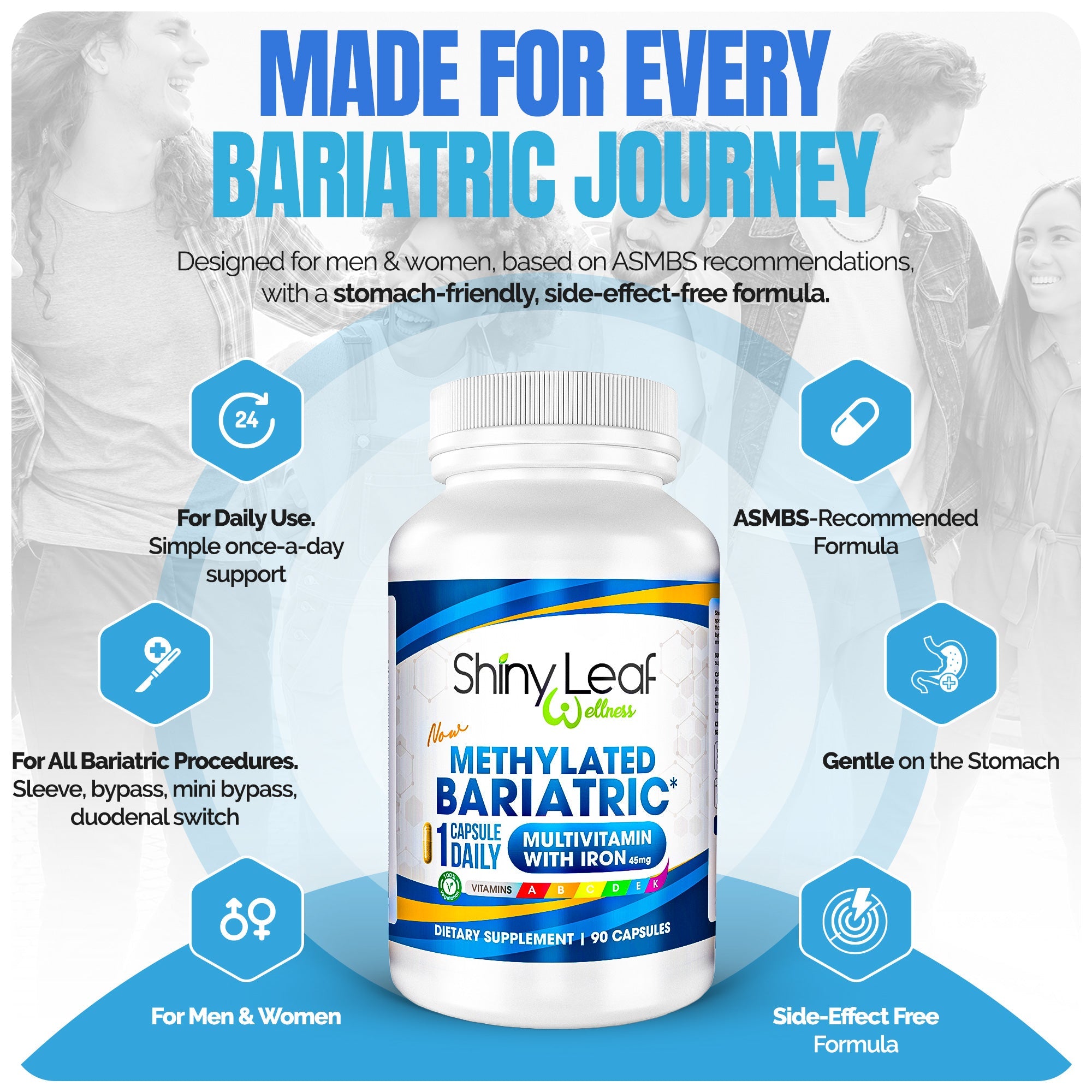 Methylated Bariatric Multivitamin with 45mg Iron Capsule