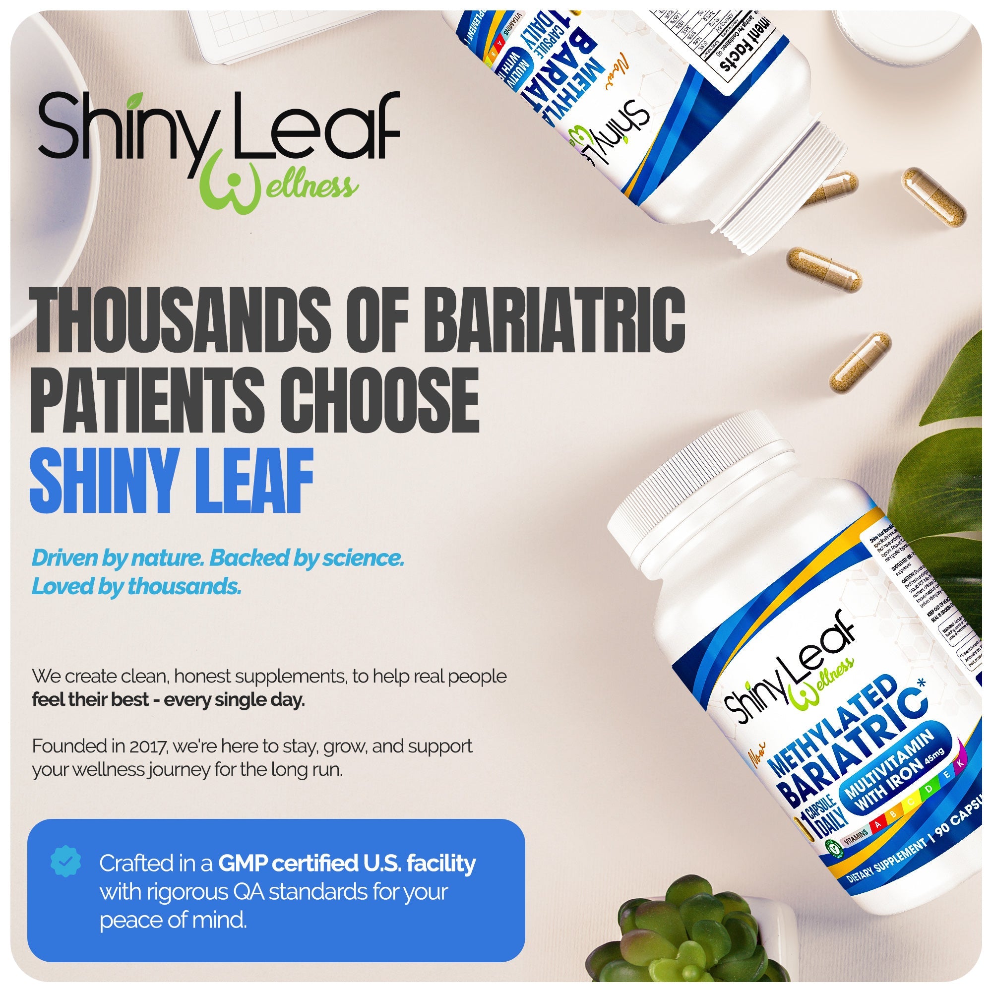 Methylated Bariatric Multivitamin with 45mg Iron Capsule