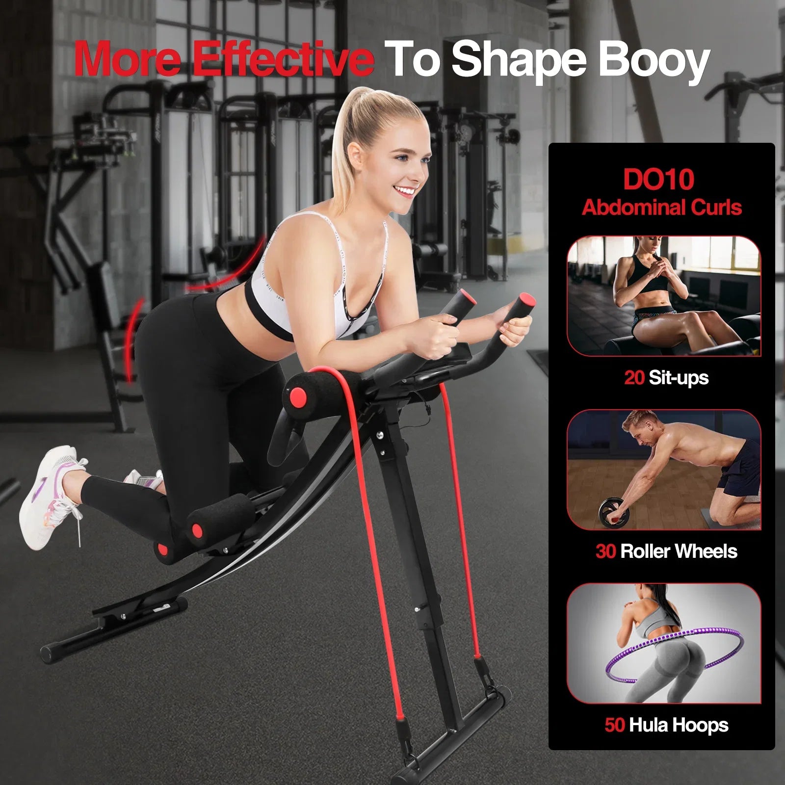Foldable Ab Machine Core Trainer with LCD Display