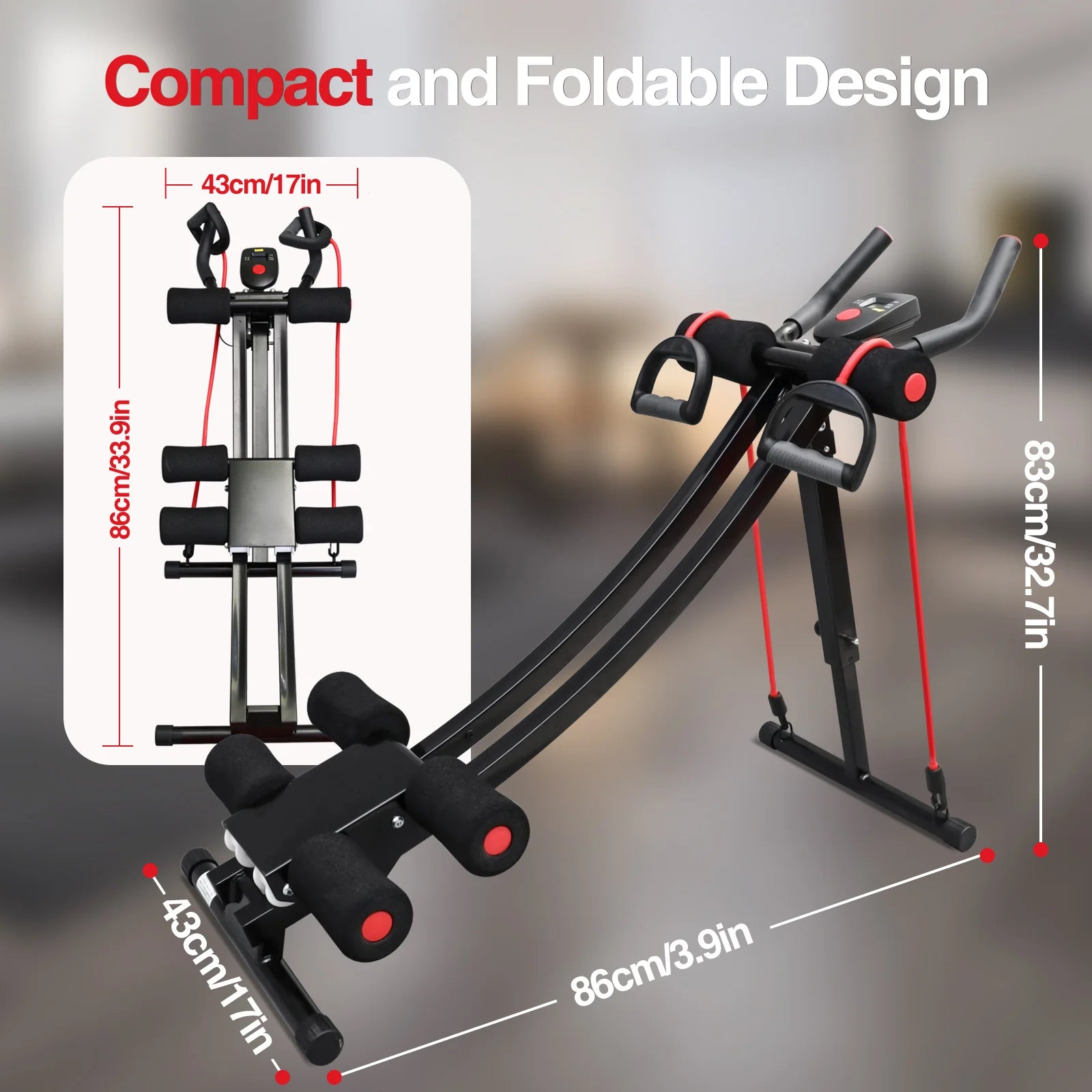 Foldable Ab Machine Core Trainer with LCD Display