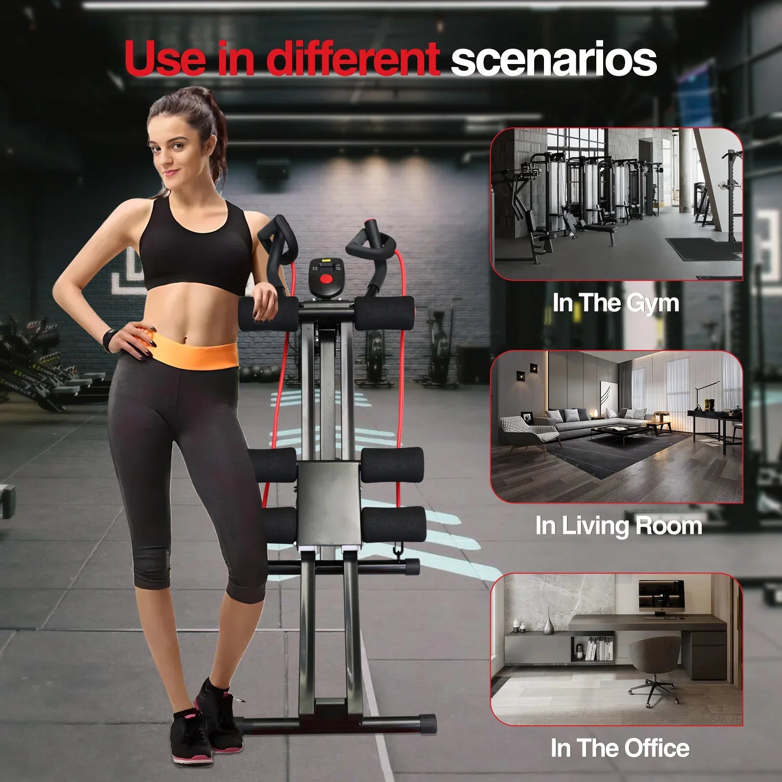 Foldable Ab Machine Core Trainer with LCD Display