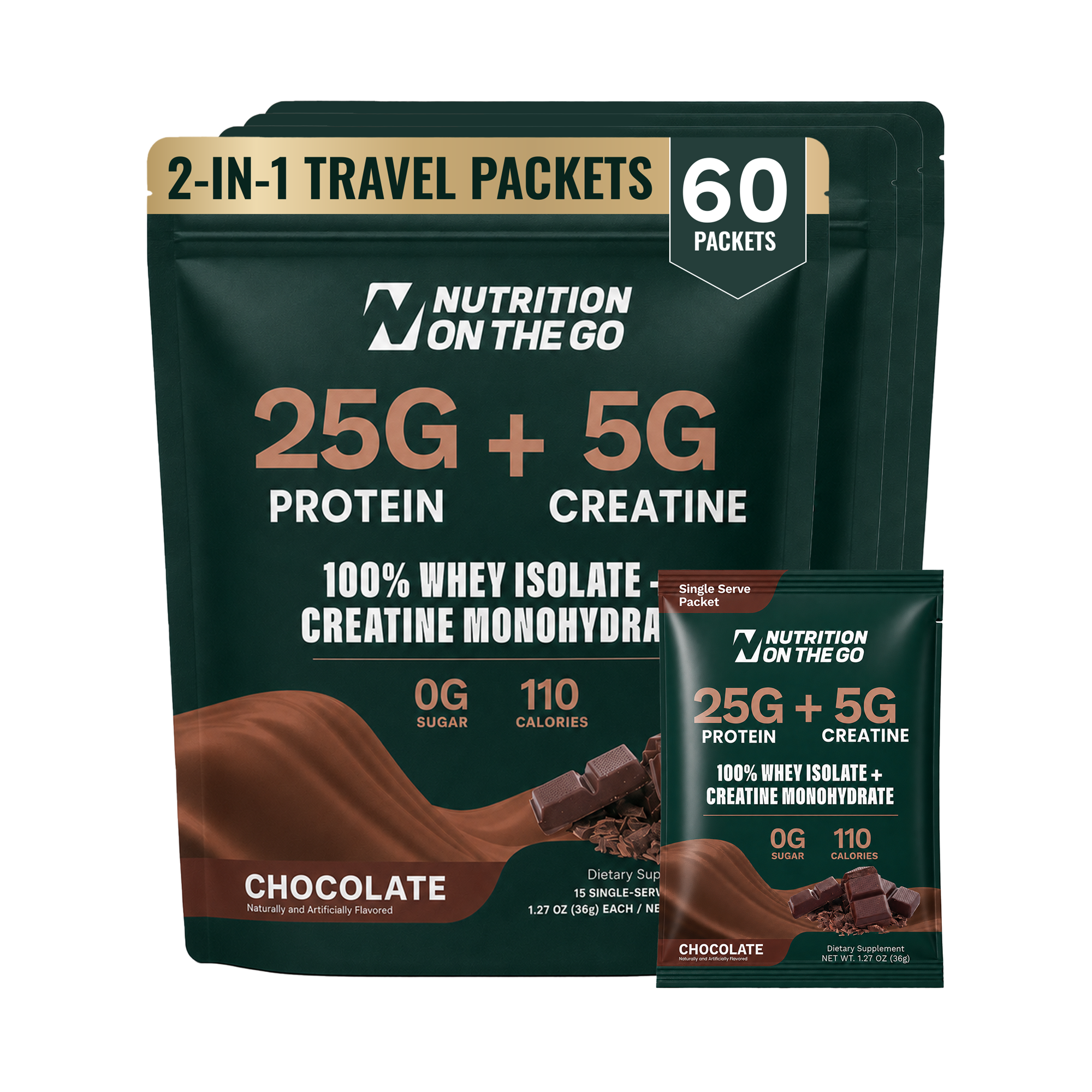 2-in-1 Whey Protein Isolate Creatine Travel Packets