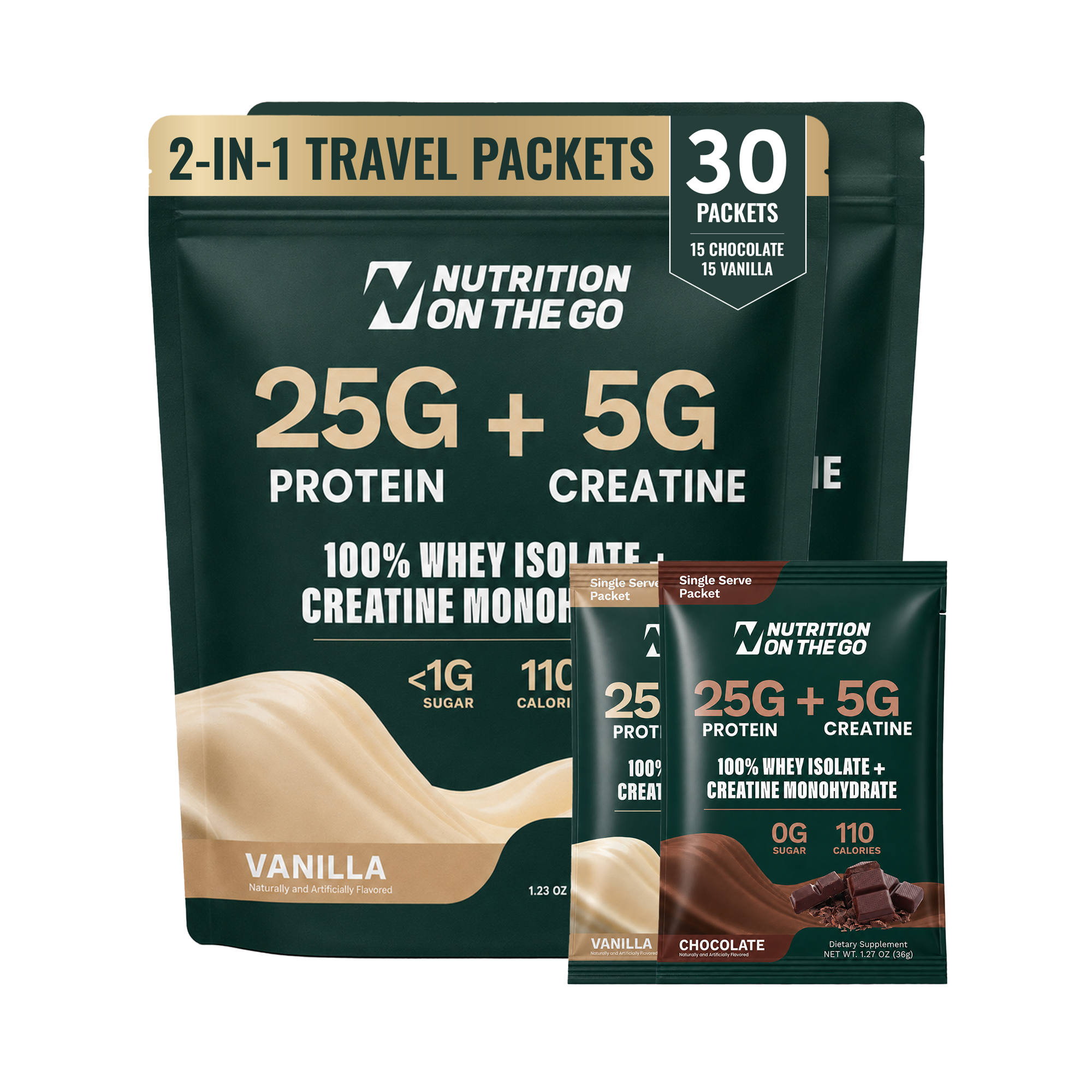 2-in-1 Whey Protein Isolate Creatine Travel Packets