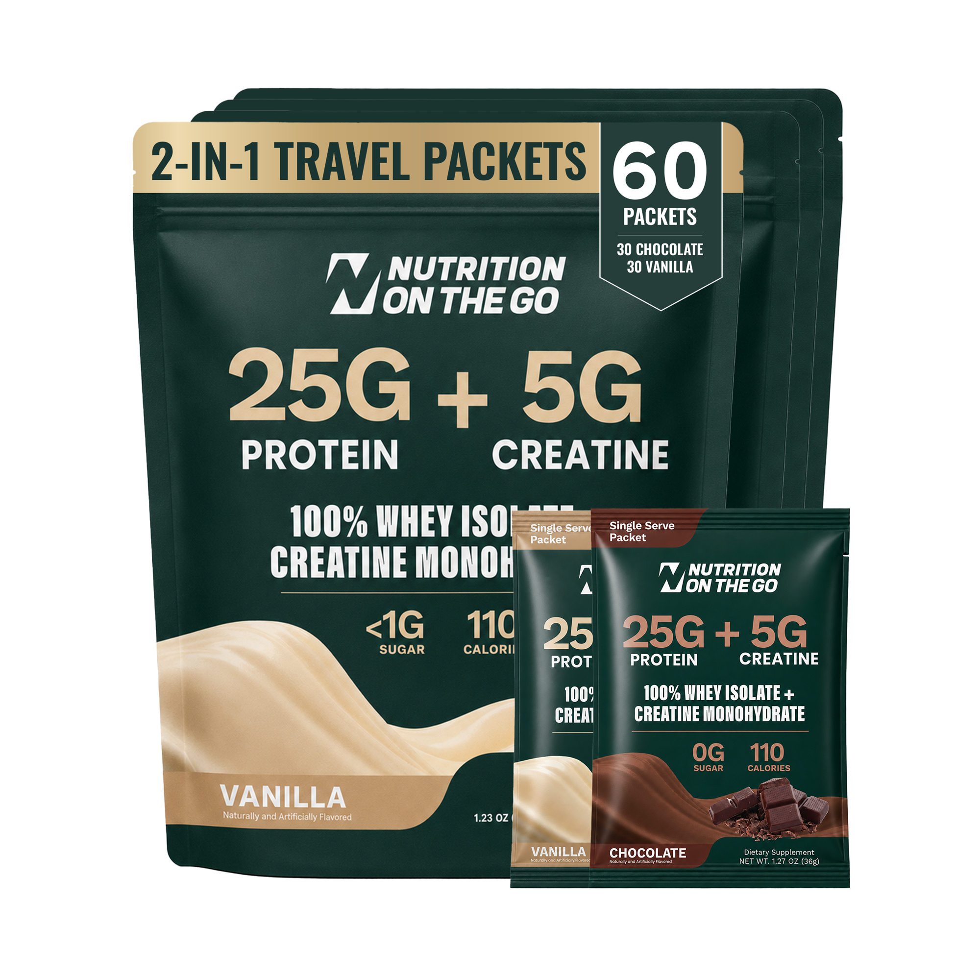 2-in-1 Whey Protein Isolate Creatine Travel Packets