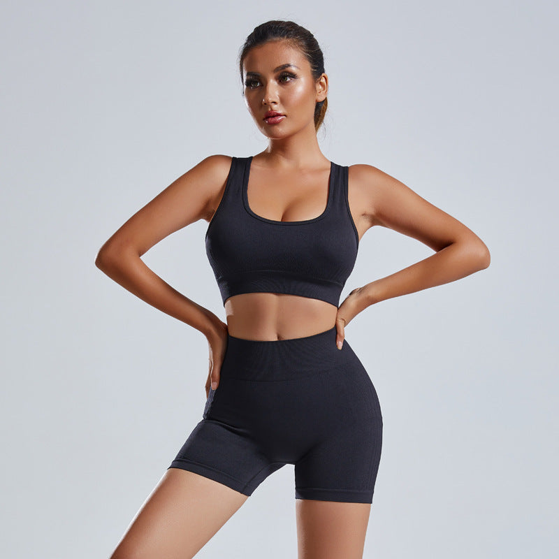 Women's 2-Piece Seamless Yoga Vest Shorts Set