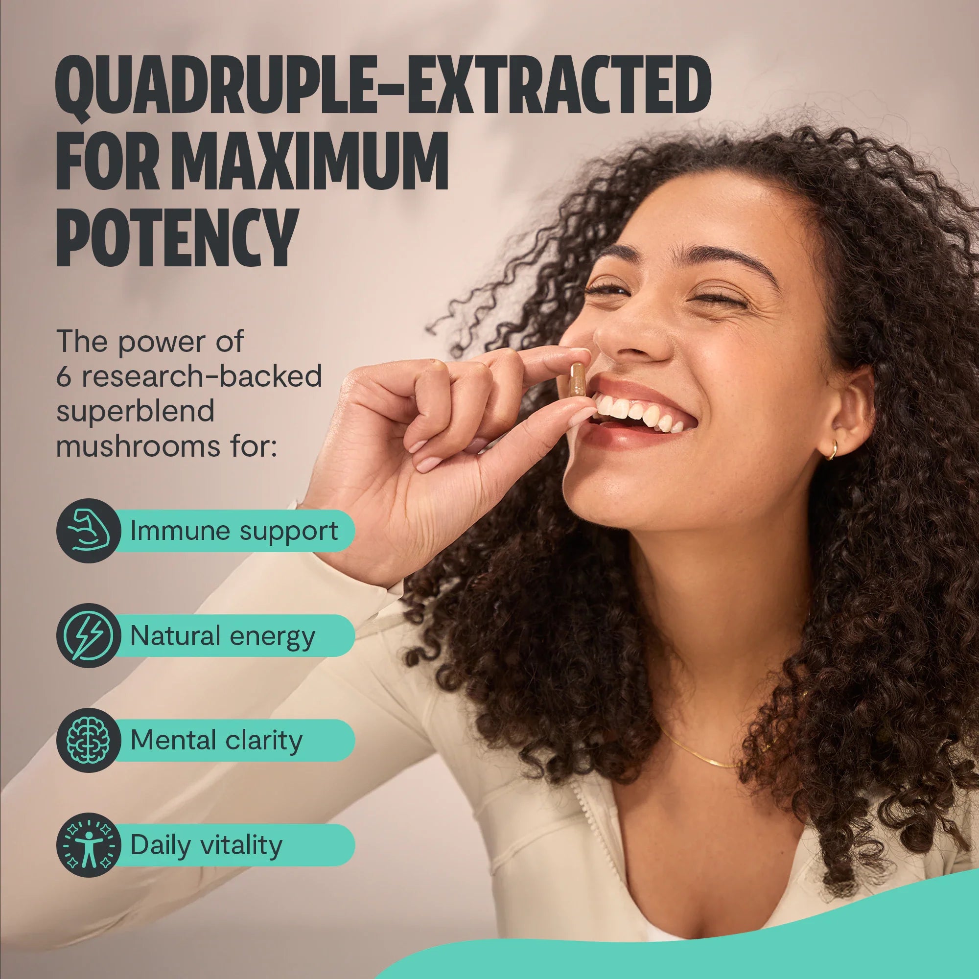 Organic Mushroom Complex Supplement Capsules for Daily Wellness