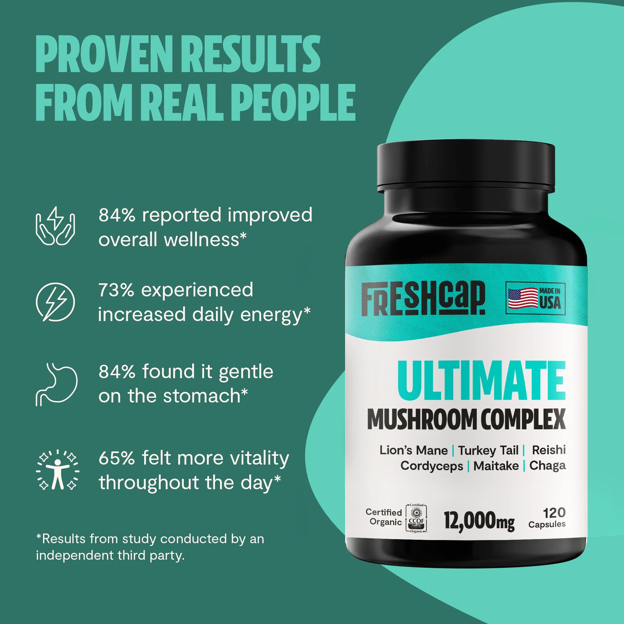Organic Mushroom Complex Supplement Capsules for Daily Wellness