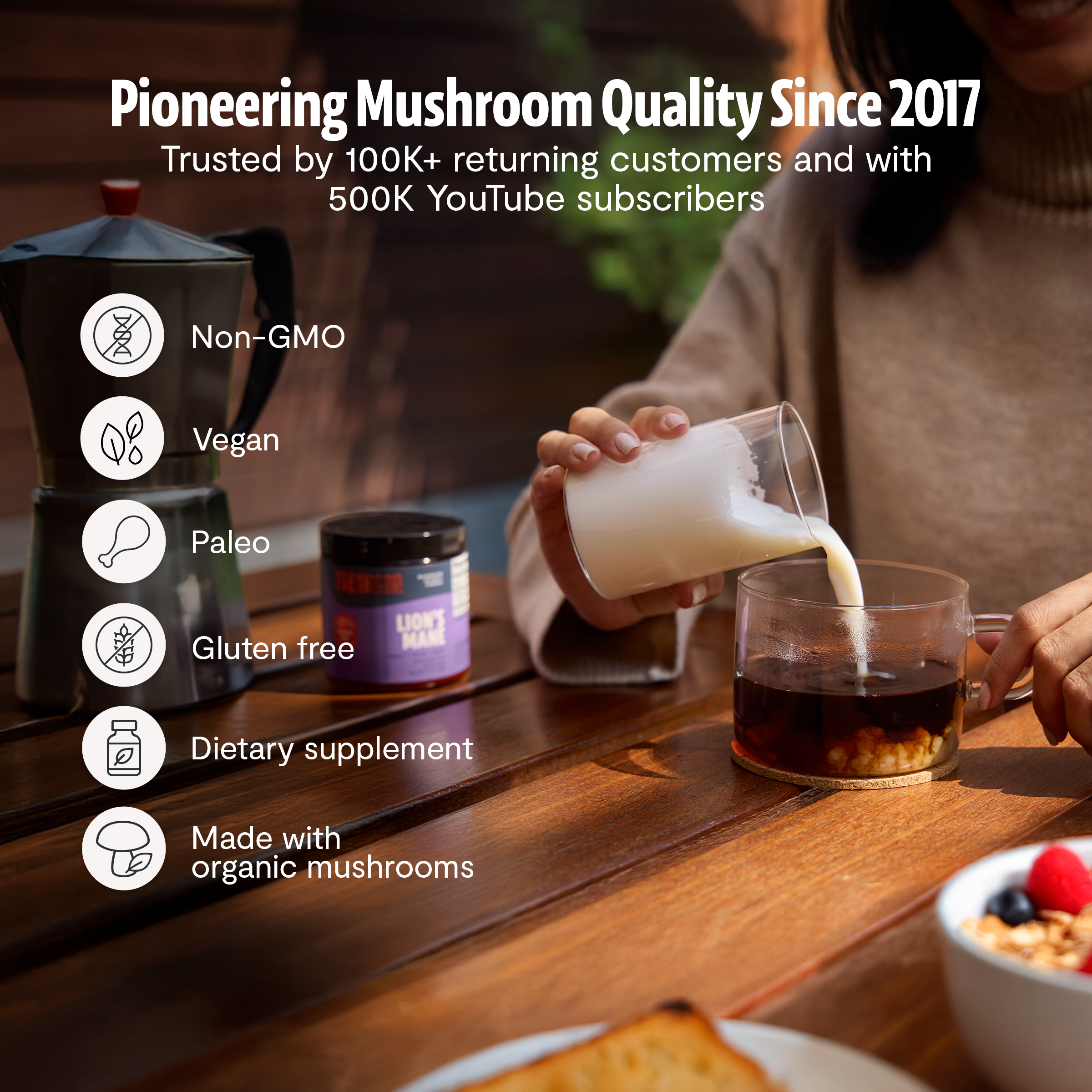 Organic Mushroom Complex Supplement Capsules for Daily Wellness