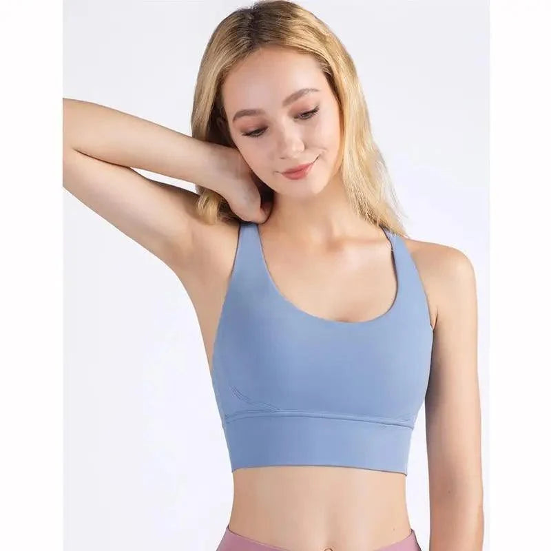 Women's Nylon Breathable Yoga Sports Bra Top