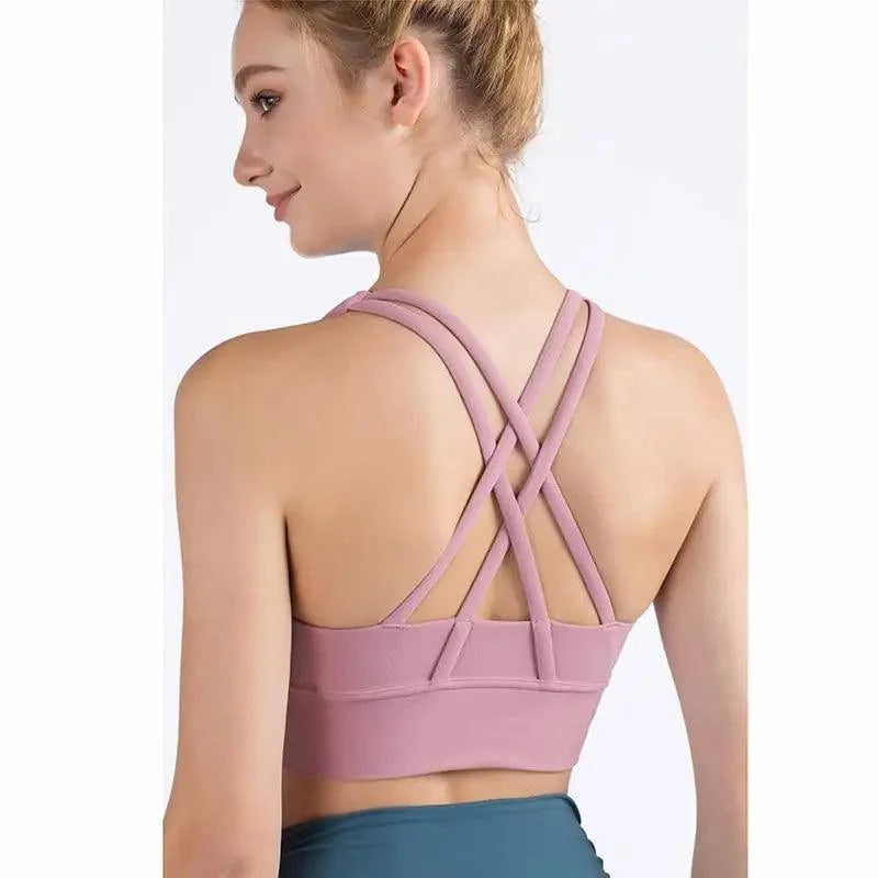 Women's Nylon Breathable Yoga Sports Bra Top