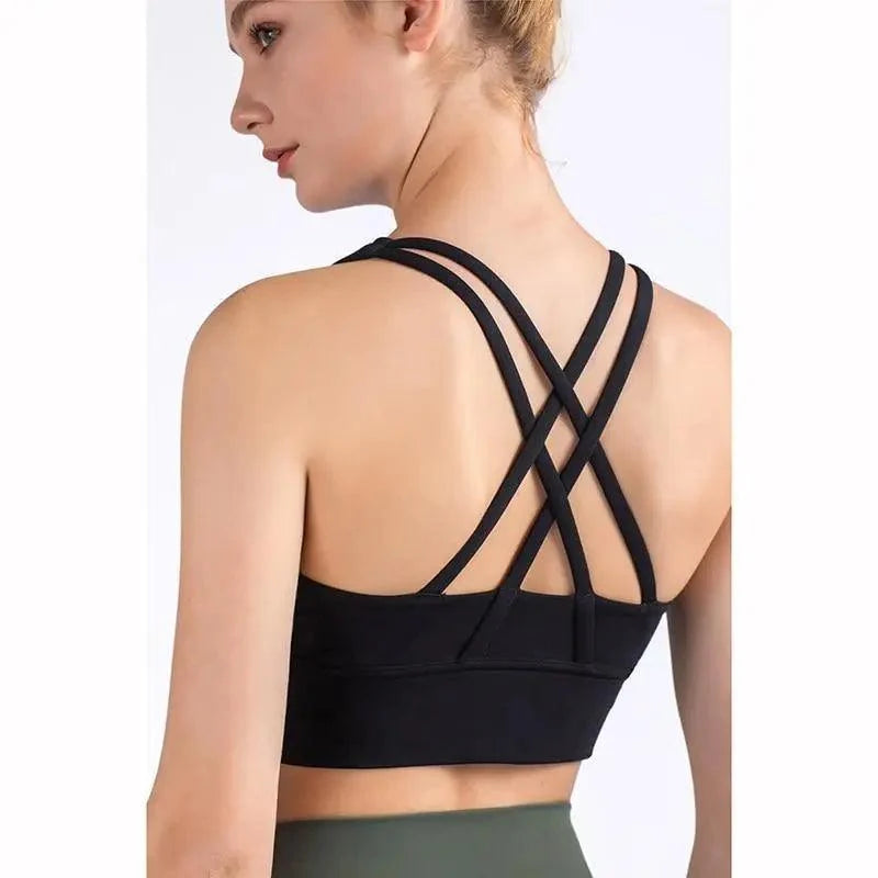 Women's Nylon Breathable Yoga Sports Bra Top
