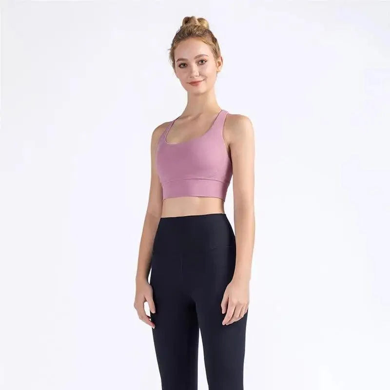 Women's Nylon Breathable Yoga Sports Bra Top