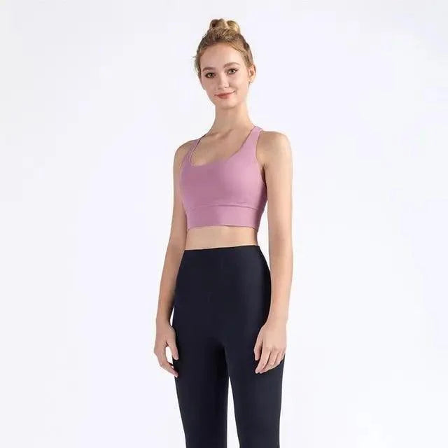 Women's Nylon Breathable Yoga Sports Bra Top