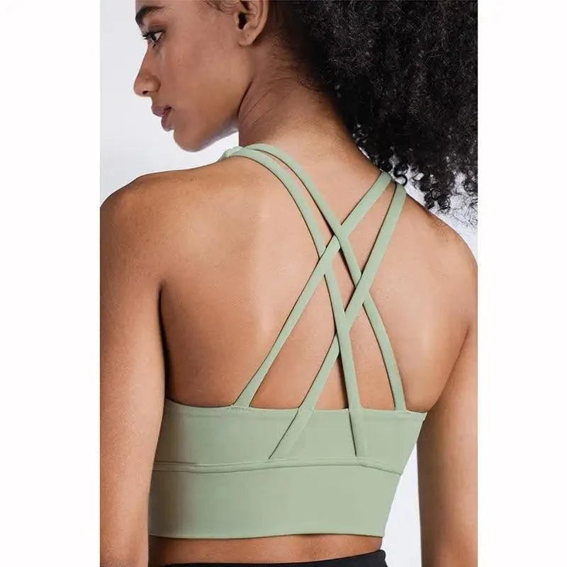Women's Nylon Breathable Yoga Sports Bra Top