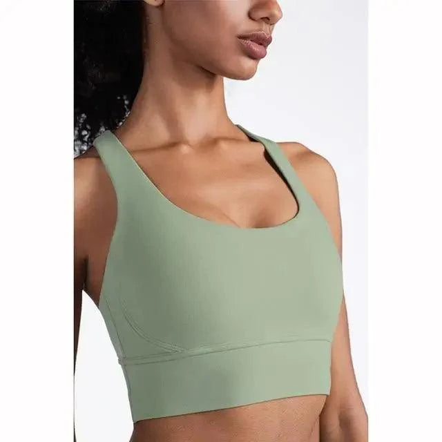 Women's Nylon Breathable Yoga Sports Bra Top