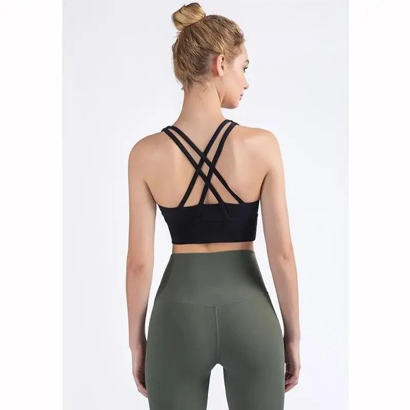 Women's Nylon Breathable Yoga Sports Bra Top