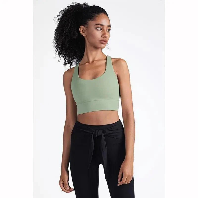 Women's Nylon Breathable Yoga Sports Bra Top