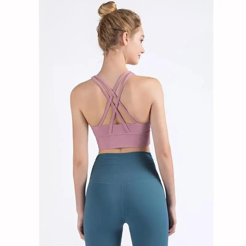 Women's Nylon Breathable Yoga Sports Bra Top