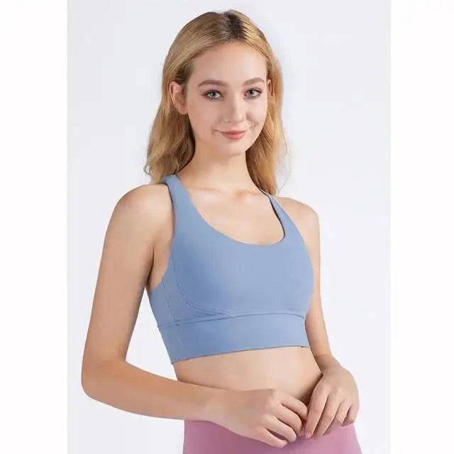 Women's Nylon Breathable Yoga Sports Bra Top