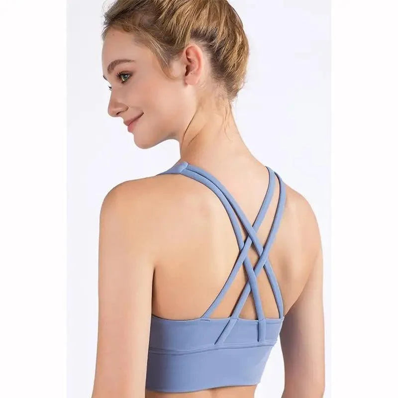 Women's Nylon Breathable Yoga Sports Bra Top